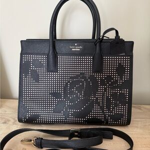 Kate Spade Black and Pink Rose Satchel